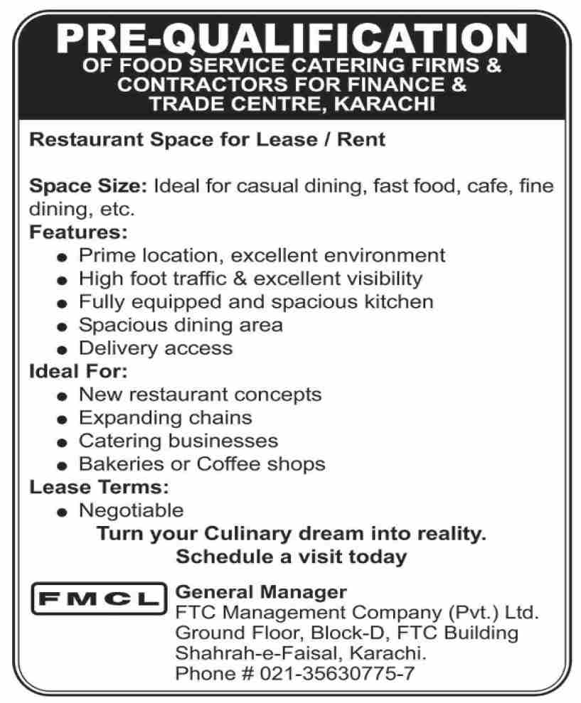 FMCL Karachi Tender Notice